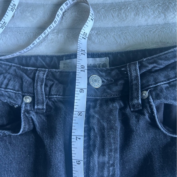 TopShop Moto Crop Womens US26 Black Wide Leg Raw Hem Jeans - Picture 5 of 9